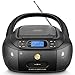 Hernido Lettore CD con Cassette, Radio FM Portatile, Lettore CD super basso Boombox con Bluetooth, Altoparlanti Stereo Incorporati, supporto AUX-In, Riproduzione USB, Uscita per cuffia immagine