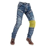 MODISCH UND BEQUEM: Diese motorradhose herren sind nicht nur stilvoll und bequem, sondern haben auch Schutzfunktionen. Da die Serie von modischer Schneiderei inspiriert ist und aus 97% Baumwolle + 3% Elasthan besteht, wird sie speziell für die Jeanskonstruktion verwendet, damit Sie beim Fahren geschützt bleiben.