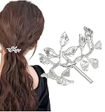 [Herbeluemily] バレッタ ヘアクリップ 髪飾り ヘアピン アレンジコーム ポニーフック 結び目隠し 髪ゴム シルバー HM-0136-R05-SV