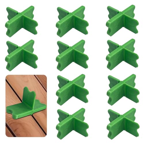 AURIVEE 10 Pièces Espaceurs pour Lames de Terrasse, 4 Épaisseurs (0.16, 0.32, 0.48, 0.64 cm), Outil de Cales en Plastique ABS pour Decking Composite, Vert