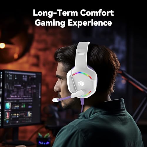 Image of Gaming Headset with Microphone for Pc, Xbox One Series X /s, Ps4, Ps5, Switch, Stereo Wired Noise Cancelling Over-Ear Headphones with Mic, RGB, for Computer, Laptop, Mac, Nintendo (Purple)