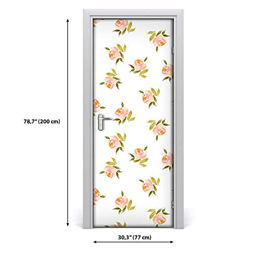 Decoración de puertas con flores mural autoadhesivo para salones y dormitorios 3