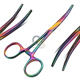 Heavy Duty 1 Each 5.5' Full Serrated Curved Hemostat Forceps Locking Clamps Stainless Steel Multi Rainbow Color by G.S Online Store