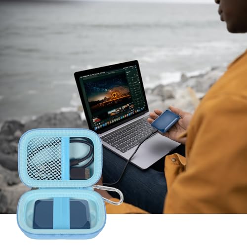 Image of ANKHOH Carrying Case for Crucial X10 /X9 Pro 4TB /2TB /1TB Portable SSD USB-C | Hard EVA Shell, USB-C Cable Storage, Compact Travel Organizer, Case Only, For Photographers Office Users & Gamers, Blue
