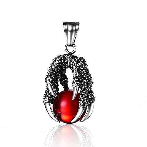 Pendentif Pierre et griffe de dragon en acier, le cadeau idéal pour motard