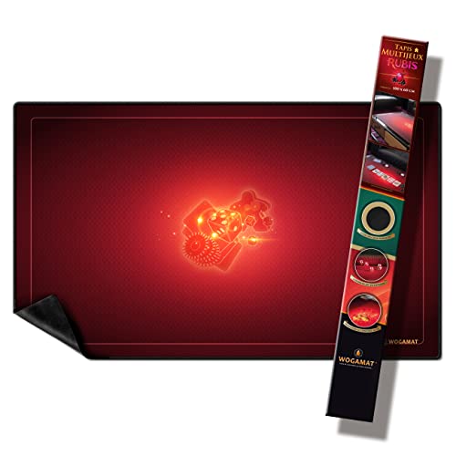 WOGAMAT - Rubinowy czerwony neopren mata do gry o dużej długości 60 x 100 cm do gier karcianych, gier planszowych, gier planszowych - antypoślizgowy gruby cichy neopren, zmywalny, luksusowy dywan do