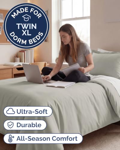 Image of Duvet Cover Twin /Twin XL - 2 Piece Set, College Dorm Room - Light Grey