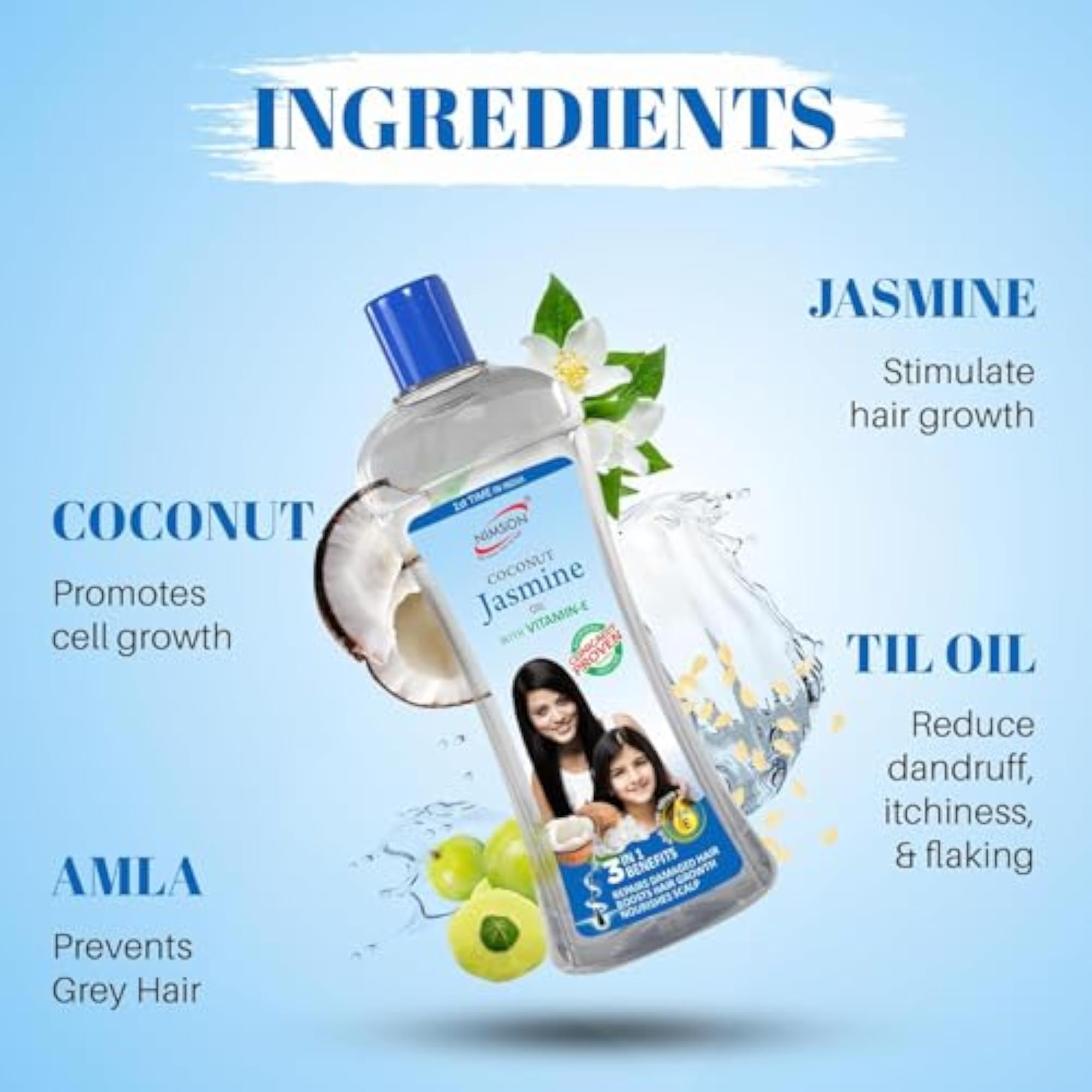 Coconut Jasmine Hair Oil with Vitamin E, Nourishing Formula