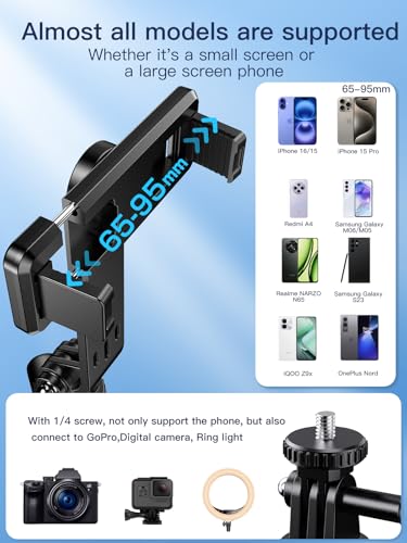Image of KINGONE Mini Selfie Stick Tripod, Extendable Phone Stand with Bluetooth Remote 71cm, Portable Tripod Selfie Stick for iPhone /Samsung /GoPro, Mobile Selfie Stick with Tripod Stand, Black