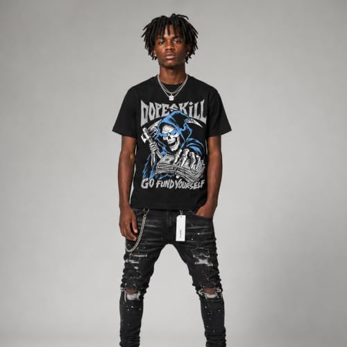 Image of DopeSkill Graphic Tee Streetwear Hip Hop Hypebeast Street Style Unisex T-Shirt Sneaker Colour Matching Shirts Horror Skeleton