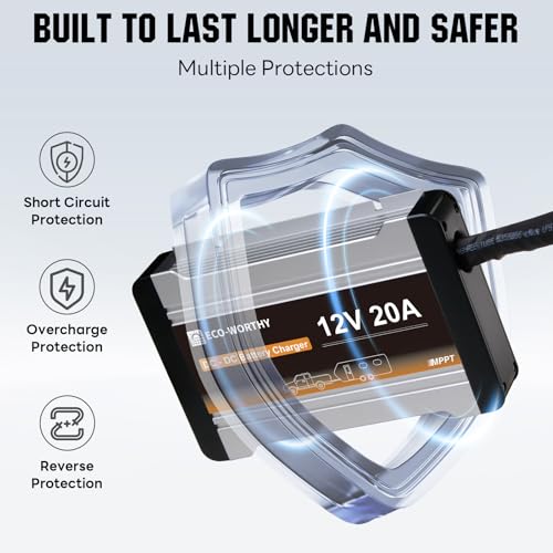 ECO-WORTHY 12V 20A DC-DC Charger with MPPT Controller,One-board Battery Charger with Anderson Connector for Gel, AGM,SLA,Lithium Battery,in RV,Car,Boat, Campervan,Yacht - Image 6