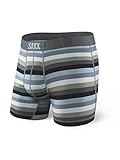 Saxx Underwear Men's Boxer Briefs- Ultra Boxer Briefs with Fly and Built-in Ballpark Pouch Support – Underwear for Men,Dark Charcoal Stripe,Large