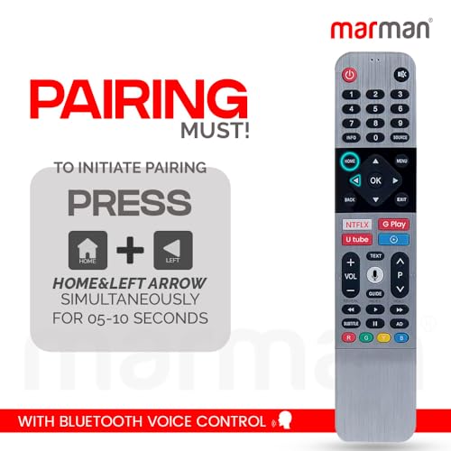 Image of marman Compatible with Skyworth Tv Remote Suitable for 4K OLED UHD Android Television Bluetooth Connection Voice Command with Netflix YouTube Media Player and Google Play Hot Keys- Pairing Must !