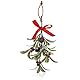 JIEYAO Weihnachts-Mistelzweig-Dekor mit roter Schleife, künstlicher Mistelzweig zum Aufhängen, Tannenzapfen, Mistelzweig-Hängestrauß, glitzerndes Weihnachtsbaum-Zubehör, trockene Blätter