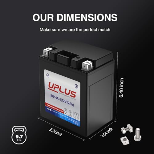 Image of UPLUS YTX14AHL-BS Motorcycle Battery, EB14A-3 12V 12Ah SLA Batteries Maintenance Free Scooter ATV AGM Battery, Replacement for PTX14AHL-BS, GTX14AHL-BS, YUAM62H4L, YB14L-A2, 12N14-3A, YB14L-B2, ETX15L