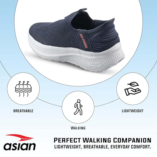 Image of ASIAN Wonderwalk-34 Men's Walking Shoes with Breathable Knit Upper, Ultra-Light EVA Sole, Cushioning Sole & Slip-On Comfort