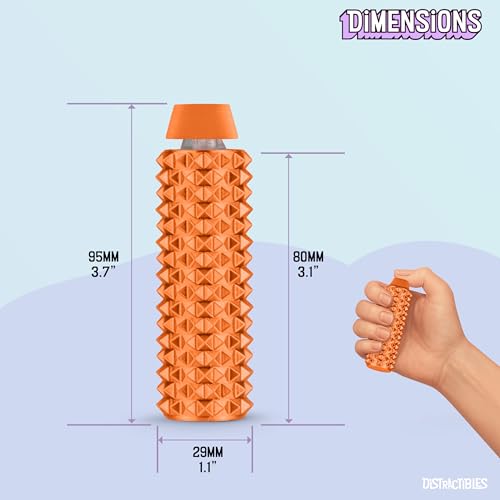 Image of Distractibles Spike Roller Clicker, Tactile Pain Stim Fidget with Clicker Switch, Pain Stimulation Roller with Lanyard (NEON Horizon)