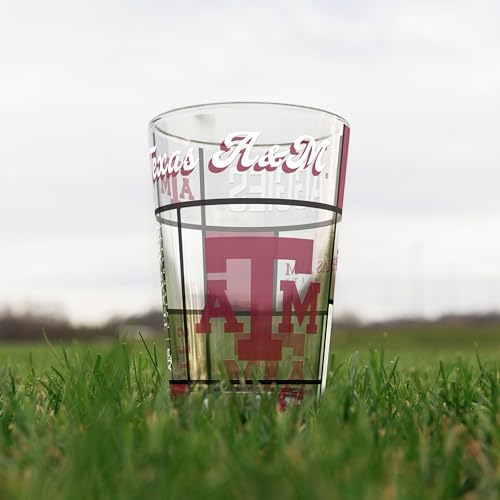 Image of Logo Brands NCAA oz Stained Glass Pint Glass - 3D Embossed Logo & Bold Team Colors - Durable Sports Fan Beer Glass for Home, Bar & Tailgates
