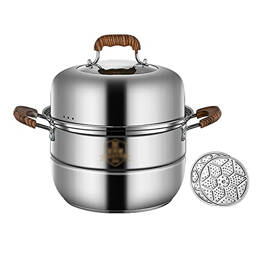 Sartén de vapor/olla, vaporera gruesa de acero inoxidable 304 for el hogar de 2 capas (28/30/32/34/36cm), for estufa de Gas/cocina de inducción(32cm)