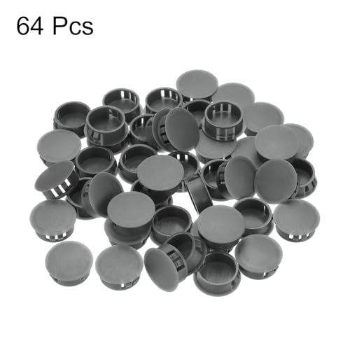 Image of MECCANIXITY 64PCS 28mm(1 1 /8 inch) Dark Grey Plastic Hole Plugs, Flush Type Panel Hole Plugs Insert End Caps for Locking Hole Tubes Furniture Cabinet