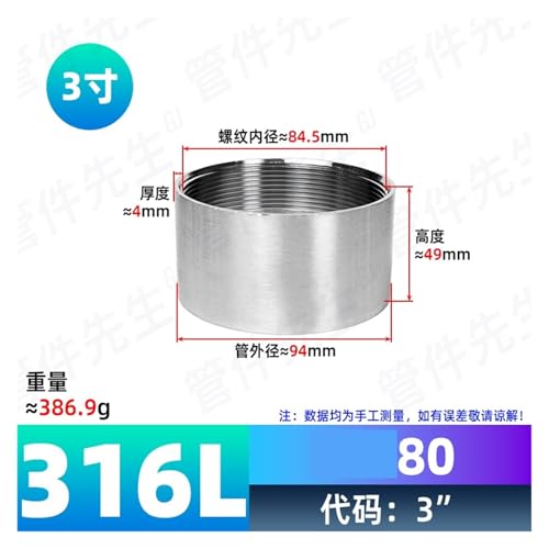 Soldadura de un solo cabezal acero inoxidable 316L con rosca interna para tubería de agua G3 3