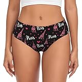 Novastar Womens Underwear Seamless - Paris Eiffel Heart Print No Show Ladies Underwear Briefs Panty Bikini Panties Black