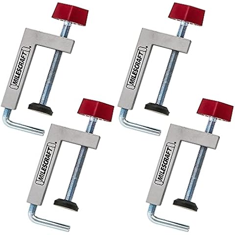Milescraft 7209 Universal Fence Clamp 4-Pack - for Mitre Saws, Router Tables, Table Saws- Clamping Squares - 3/8" Rod - Rigid Aluminum Body - Woodworking Clamps Cover