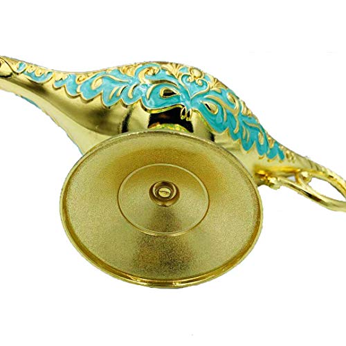 Vintage Aladdin Magic Genie Lamp Incense Burners Metal Carved Wishing Light For Home Tabletop Decoration, Party, Birthday Delicate Gift (Green) #TOP4