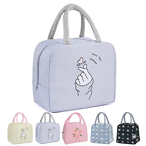 Wylhxyqq Lunch Bag Portable Lunch Box for Women, Men, Kids and Students, Travel, Picnic, School (Love Purple), AX12