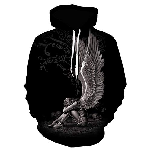 YTQQ-Angel Wings-Pull imprimé drôle pour Hommes, Sweat-Shirt Ample, Pull Facile, Veste de soirée décontractée pour Enfants, Chemise Polo-XL