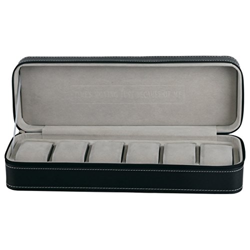 HOMEATER 6 Slot Watch Box Portable Travel Zipper Case Collector Storage Jewelry Storage Box(Black) - Thumbnail 3