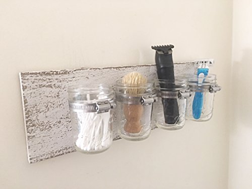 Rustic Mason Jar Wall Organizer for Stylish Bathroom and Office Storage Solutions - Image 5