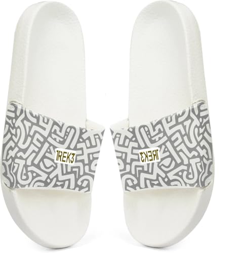 Image of Slide Flip Flops Slippers for Men & Women, Casual Slip-On, Lightweight Comfortable Open Toe Slippers for Daily, Anti-Slip Sole Bathroom Slippers,