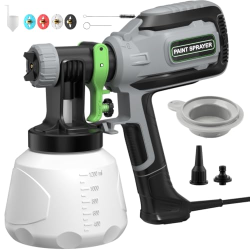 Image of Paint Sprayer, HVLP Spray Gun with Cleaning & Blowing Joints, 4 Nozzle Sizes & 3 Spray Patterns, Easy to Clean, for Furniture, Cabinets, Decks, Walls, Doors, DIY Projects, etc.