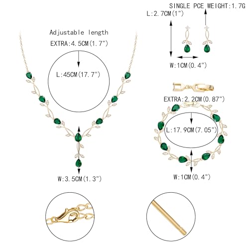 Image of EVER FAITH Cubic Zirconia Pearl Leaf Bridal Jewelry Set for Bride Women