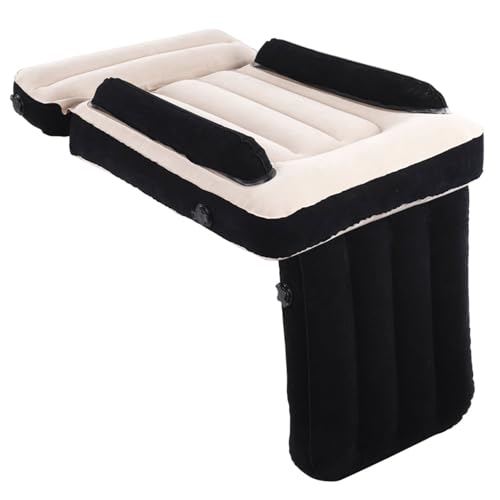 Plumb Line Products New 2025 Toddler Airplane Bed – Travel Bed & Airplane Seat Extender for Kids with Carry Bag, Air Pump, Pillow & Blanket – Black & Beige