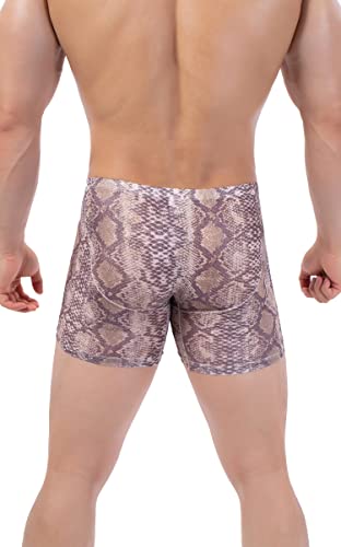 iKingsky Men's Snake Skin Pattern Long Leg Boxer Sexy Pouch Trunks Breathable Bulge Short Under Panties for Men4