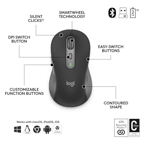 Image of Logitech Signature Slim MK955 for Business Wireless Keyboard and Mouse Combo, Quiet Typing, Secure Receiver, Bluetooth, Globally Certified, Windows /Mac /Chrome /Linux - Graphite, Pack of 4