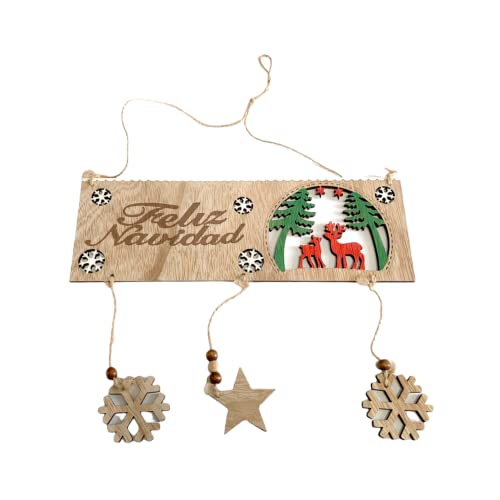 TIENDA EURASIA® Colgantes Originales Feliz Navidad - Adornos Navidad - Decoracion Navidad - Navidad Decoracion Casa (30383 - Madera Colgantes 46x29 cm)