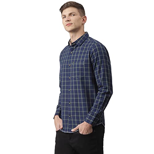 Image of Thomas Scott Men's Polyester Checkered Slim Fit Formal T-Shirt