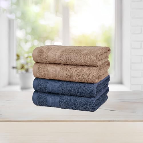 Image of MYTRIDENT Soft Comfort Air Rich Towel 100% Cotton Hand Towel for Daily use, 500 GSM Highly Absorbent Towels for Men /Women, 4Pc Hand Towel Set (41 cm X 66 cm), Acorn and Navy