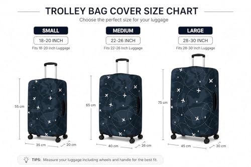 Image of Printed Luggage Cover for Traveling Bag & Suitcase - Stretchable & Scratchproof Trolley Protector with Velcro Lock & Lightweight Washable Material(Suitcase Not Included, Only Cover in Product)