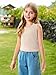 Haloumoning Girls Tank Tops Kids Athletic Ribbed Knit Sleeveless Crop Tops Basic Camisole 5-14 Years Beige