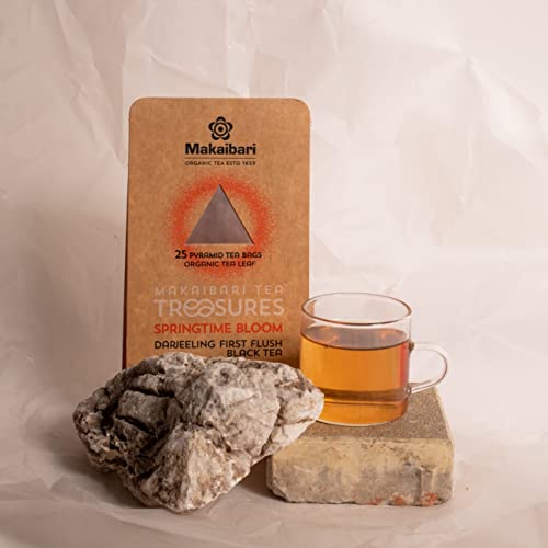 Image of Makaibari Tea Treasures Springtime Bloom 25 Tea Bags (50 g) First Flush Black Tea Bags | USDA Organic Certified Darjeeling Black Tea | Single Estate Loose Leaf Tea | Since 1859 | 25 Cups