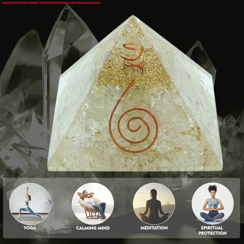 Image of Selenite Crystal Pyramid (2 Inch) | Feng Shui & Vastu Correction | Crystal Pyramid for Positive Energy,Health, Good Luck | Home & Office Decor | Gift | Study Table