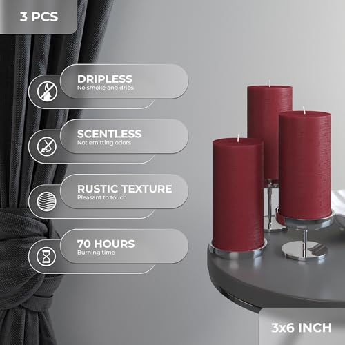 Candwax PIL-BG-73X150-3-VN 3X6 Pillar Candle Set Of 3 thumb #1