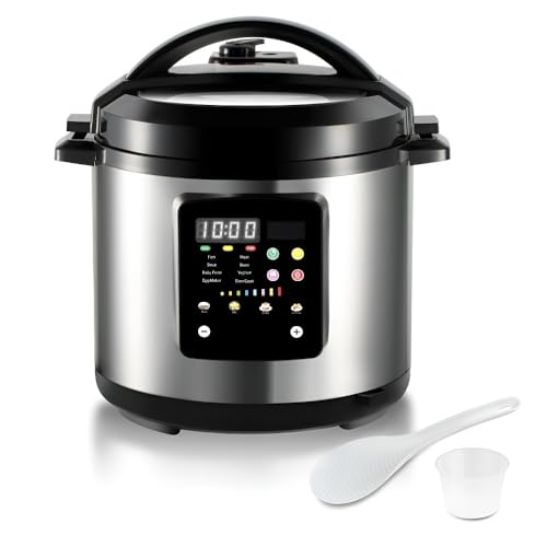 Olla A Presión Eléctrica 6.0 L Con Funciones Multifunción: Cocción, Sopa, Vapor, Arroz Y Cocción Lenta. Temporizador 24 Horas, Función Calentamiento Automático Olla Interior De Acero Inoxidable.