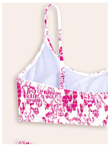 Image of SHENHE Girl's 2 Piece Teen Swimsuit Boho Floral High Waisted Smocked Bikini Bathing Suit