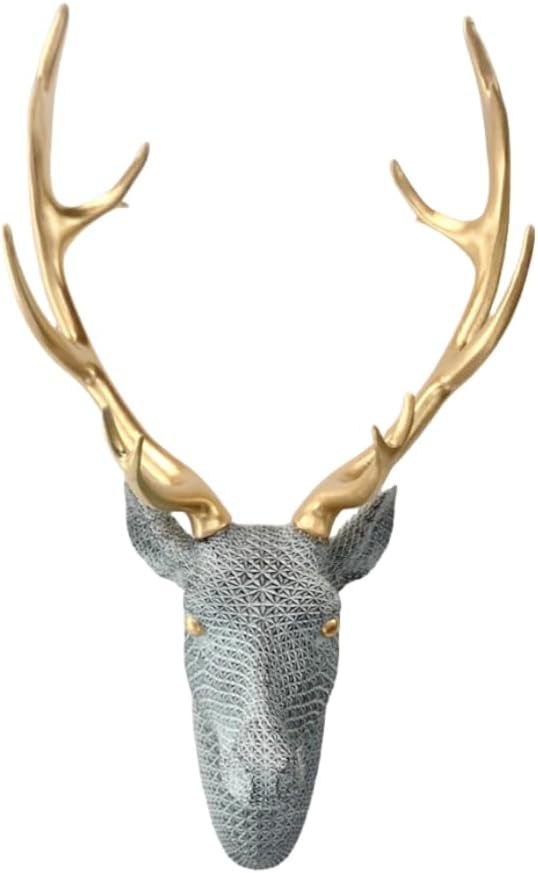 Striped deer head wall decor,Golden Antlers Wall Art,Modern Deer Wall Sculpture,Elegant and exquisite gifts suitable for animal lovers,suitable for home and office walls