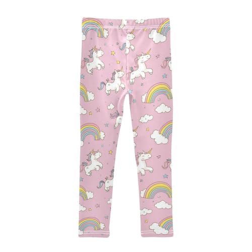 Cute Unicorns Girls' Leggings Toddler Doodles Rainbows Pink Kids Yoga Pants Dance Active Tights 4T2